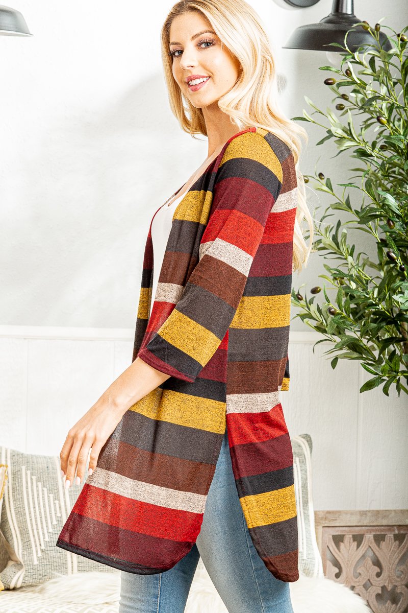MULTI COLOR STRIPE OPEN CARDIGAN HMSJ1006-54