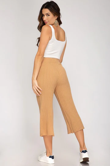 SEAFOAM RIB KNIT SWEATER CULOTTE PANTS