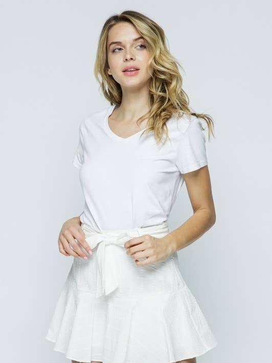 SELF-TYING WAIST RUFFLED FLOWY HEM SHORTS MRMP8142