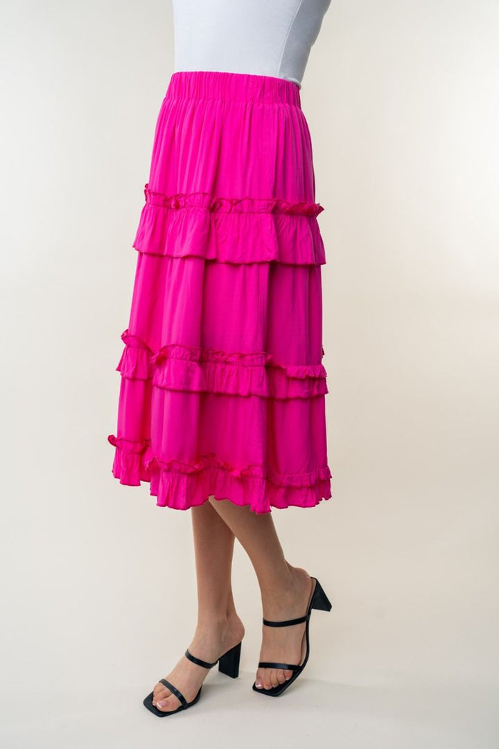 HIGH WAISTED SOLID WOVEN SKIRT