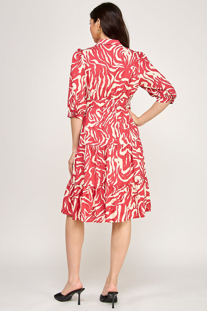 COLLARED BUTTON DOWN MIDI DRESS