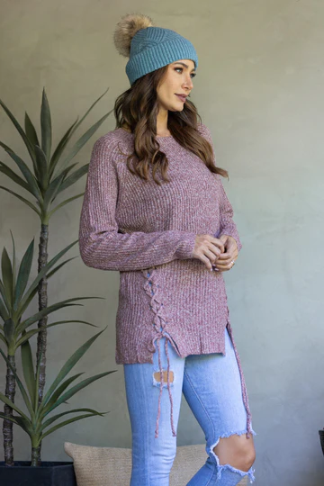 SOFT KNIT CRISSCROSS SWEATER-'