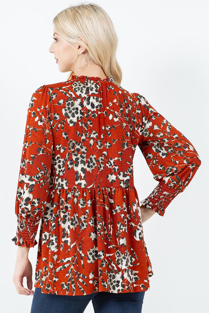 CREW NECK FLORAL TUNIC TOP