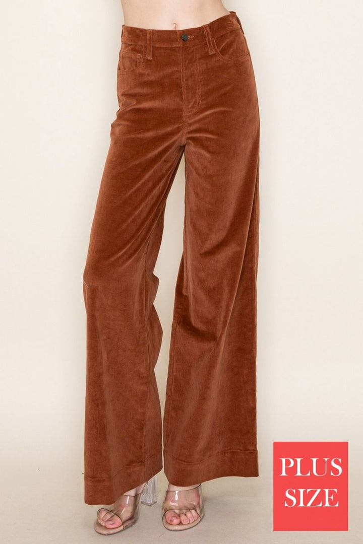 PLUS SIZE HIGH WAISTED SOLID LONG PANTS-WBP80235P