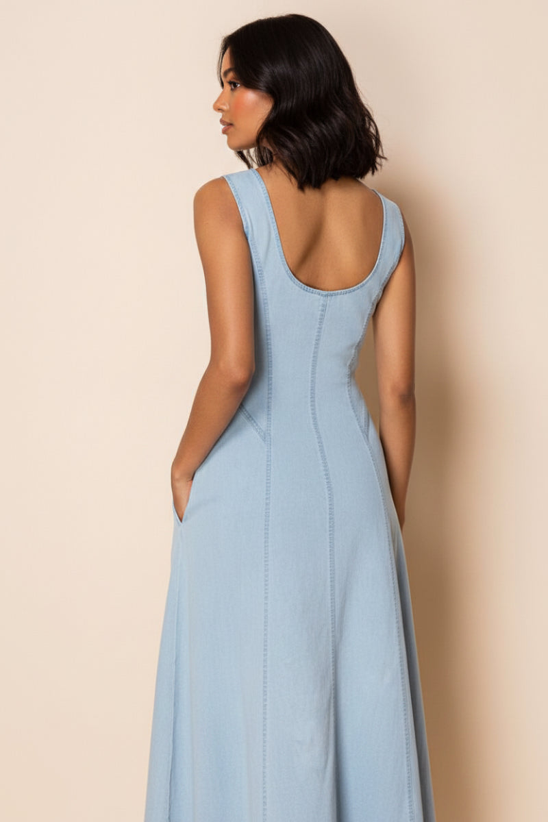 SLEEVELESS SOLID MIDI DRESS-WBD90744XL