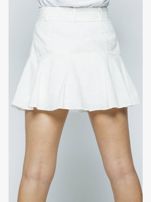 SELF-TYING WAIST RUFFLED FLOWY HEM SHORTS MRMP8142