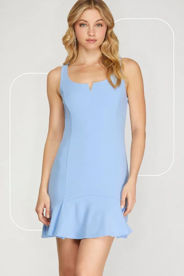 PLEATED HEAVY KNIT SKIRT HEM MINI DRESS SKSY6567