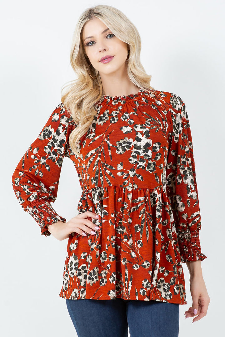 CREW NECK FLORAL TUNIC TOP