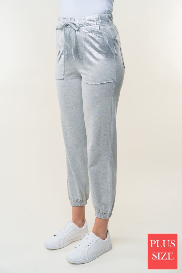 HIGE WAISTED SOLID KNIT PLUS SIZEJOGGER  PANTS