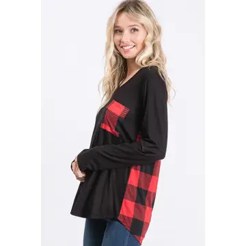SOLID & PLAID PLUS SIZE TOP HMST1792-15