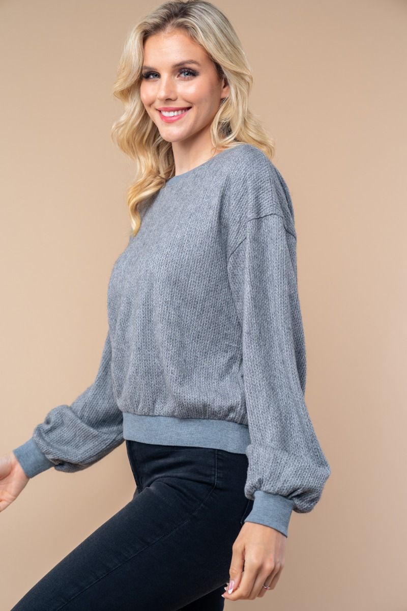 SOLID KNIT PULLOVER TOP-WBT25521XL