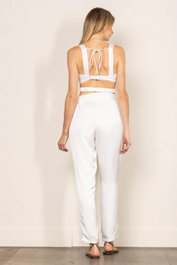 SOLID WAIST FLARE CROP TOP AND PANTS SET CS10511