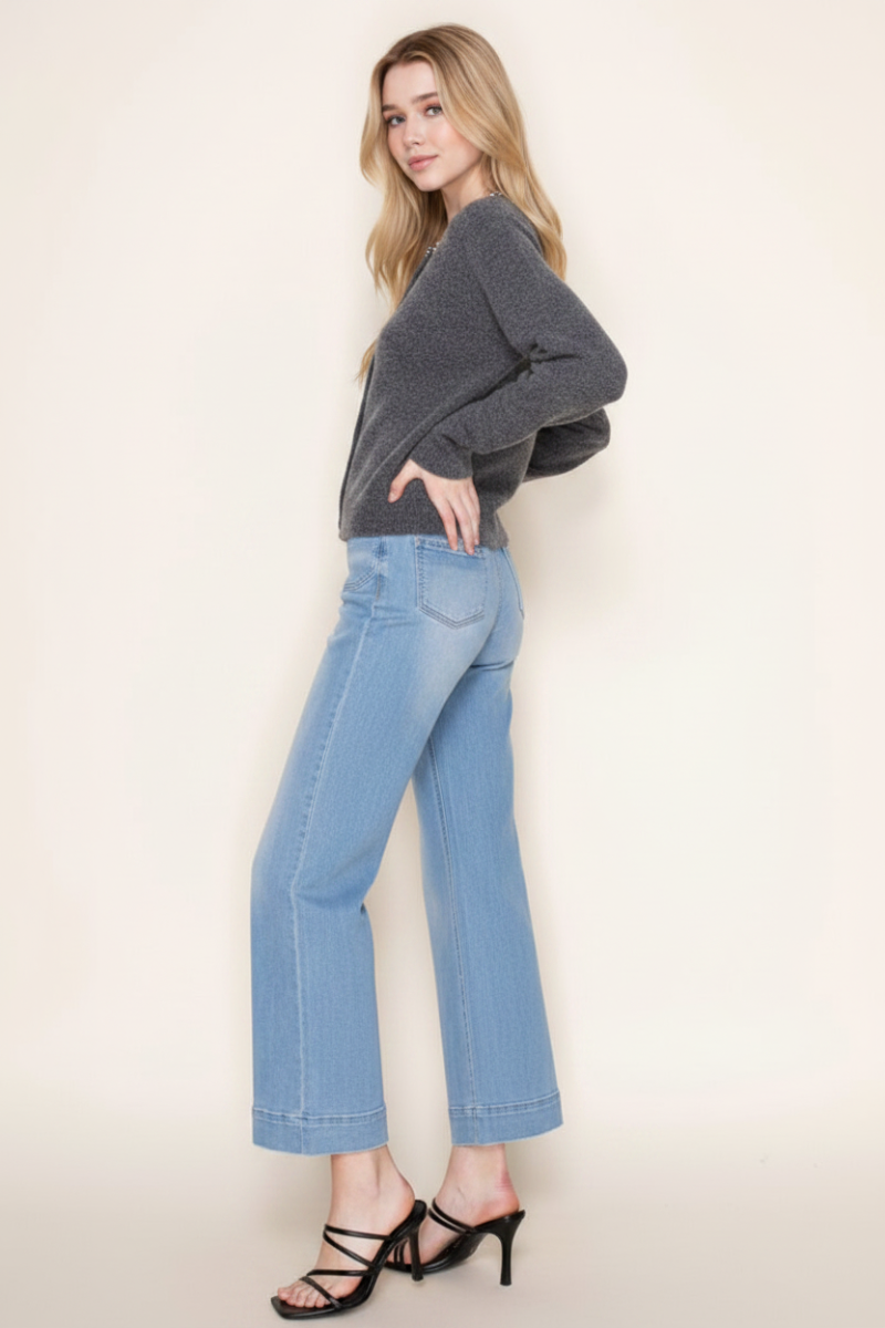 BUTTON DOWN FRONT FEATURING JEWEL NECKLINE TOP-WBT10953XL
