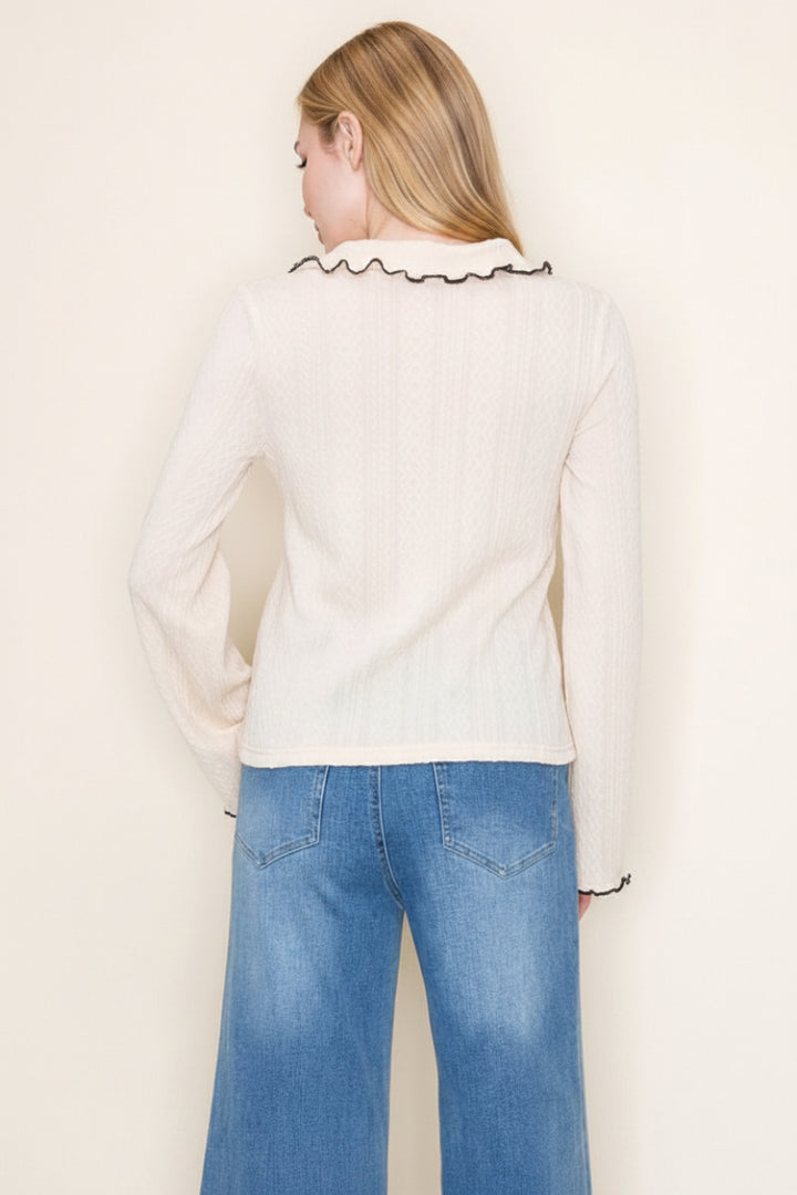 LONG SLEEVE SOLID BUTTON DOWN TOP WBT10996XL