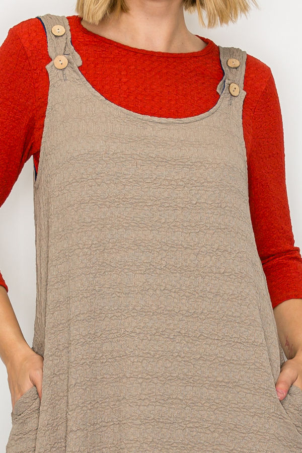 PLUS SIZE JUMPER DRESS FEATURING BUTTON STRAP DETAILS