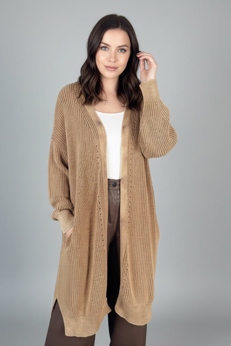 LONG SLEEVE SOLID KNIT CARDIGAN-WBT10400XL
