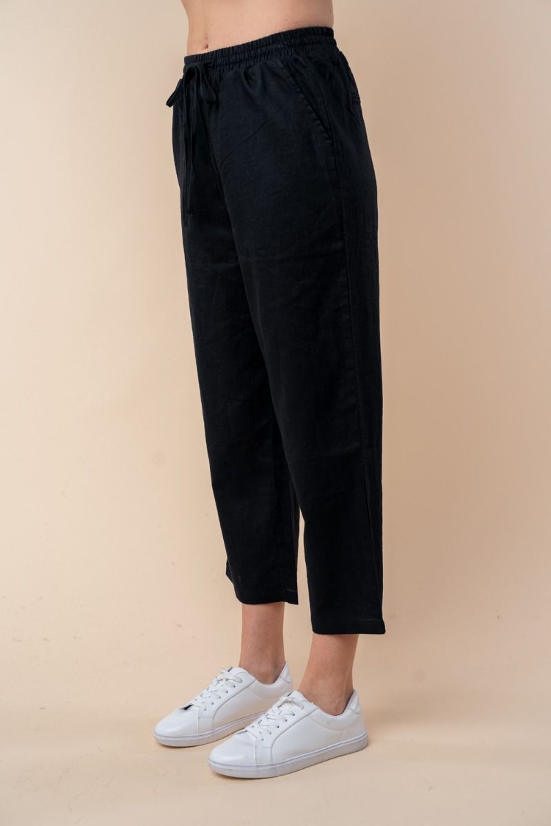 HIGH WAISTED SOLID WOVEN PANTS