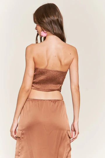 SATIN BANDEAU CROP TOP T9946