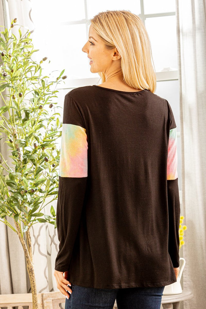 MULTI COLOR TIE DYE CONTRAST PLUS SIZE TOP  HMST1419-18