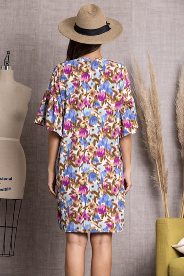 CASUAL FLORAL PRINT W/SIDE SLITS CARDIGAN-SC12070