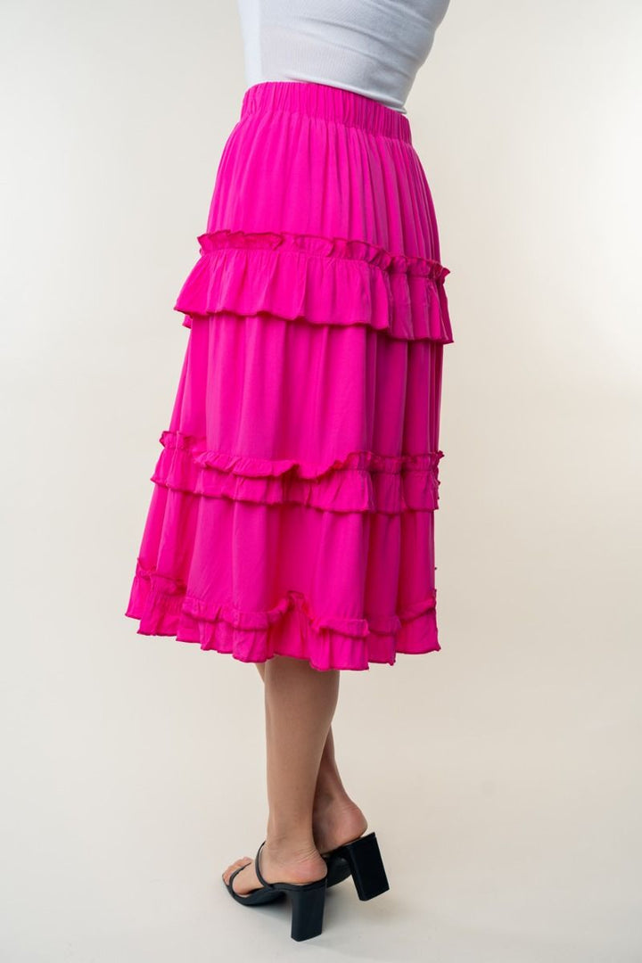 HIGH WAISTED SOLID WOVEN SKIRT