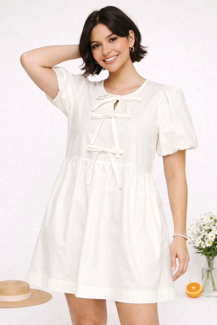 PLUS SIZE KEYHOLE ROUND NECK SOLID MINI DRESS-AVD51287XX