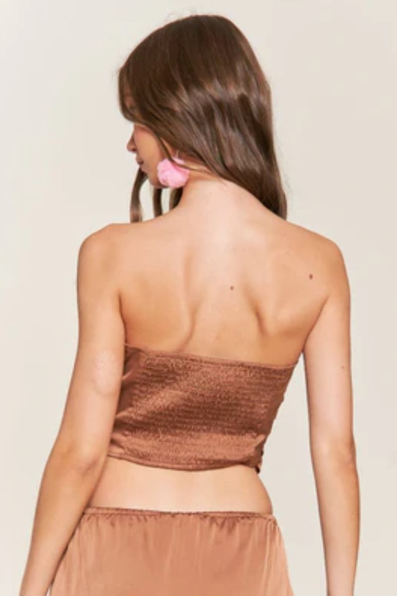 SATIN BANDEAU CROP TOP T9946-
