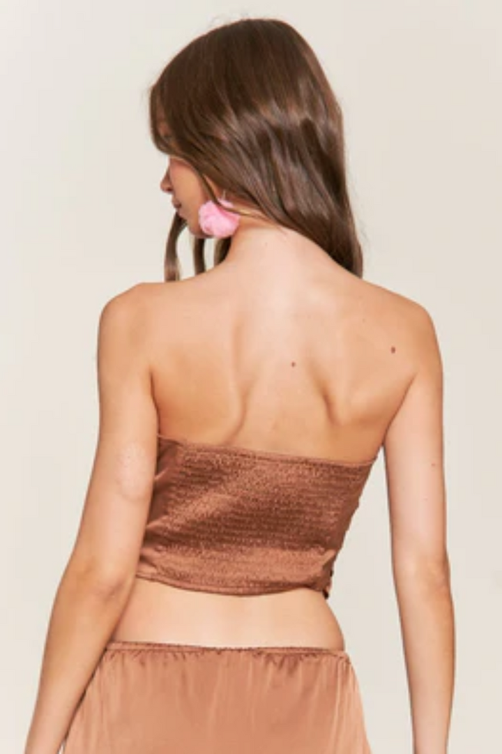 SATIN BANDEAU CROP TOP T9946-