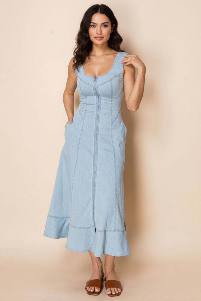 PLUS SIZE SLEEVELESS SOLID MIDI DRESS-WBD90744P