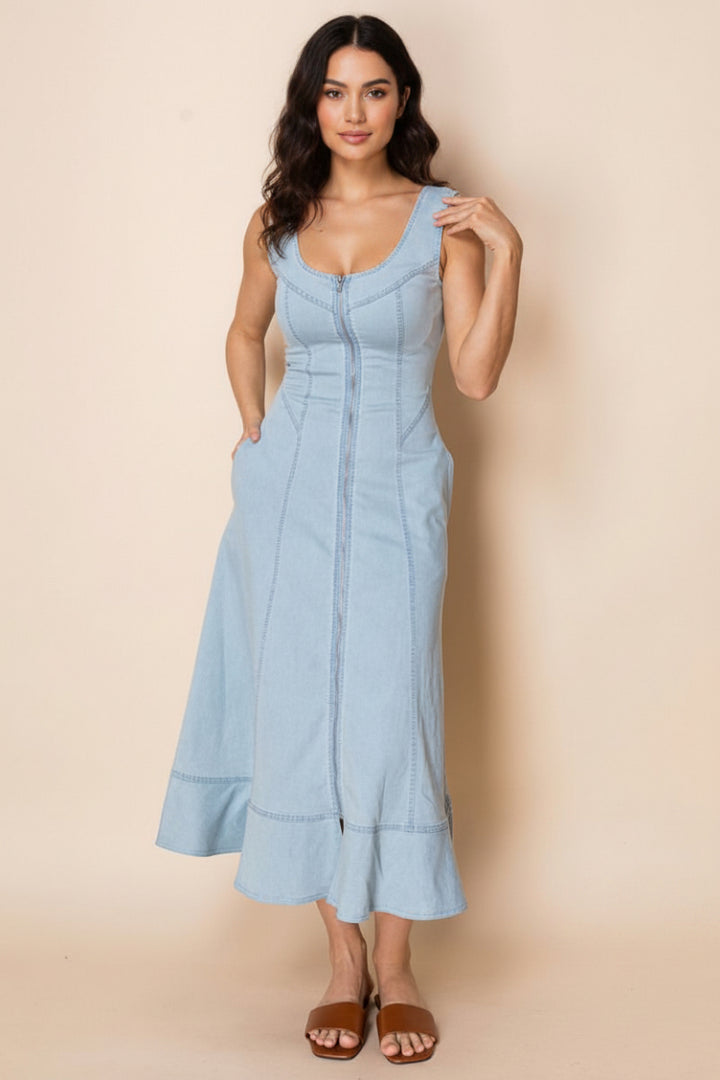 PLUS SIZE SLEEVELESS SOLID MIDI DRESS-WBD90744P
