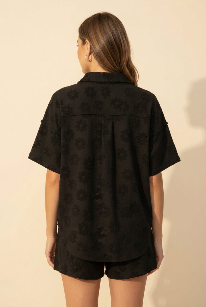 BUTTON DOWN SHORT SLEVE TOP HMET7805-12