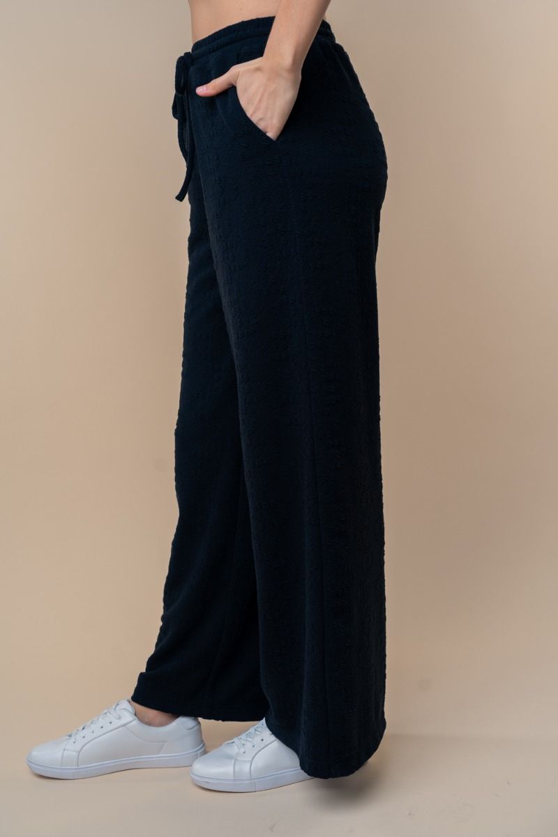 HIGH WAISTED SOLID PANTSWITH ELASTIC WAIST