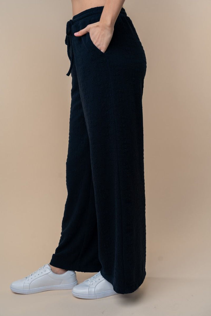 HIGH WAISTED SOLID PANTSWITH ELASTIC WAIST