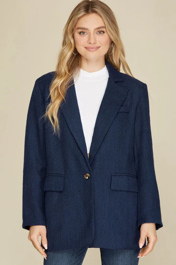 SINGLE BREAST TWEED W/ POCKETS BLAZER JACKET SKSY2757