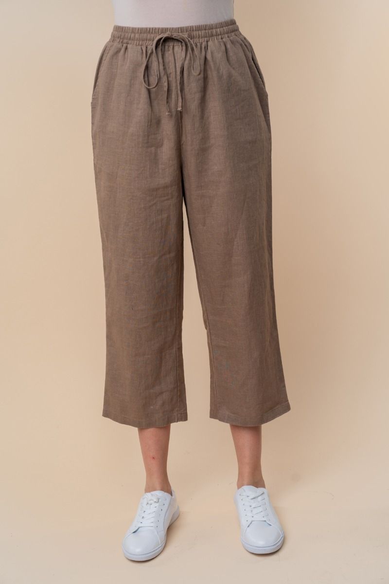 HIGH WAISTED SOLID WOVEN PANTS