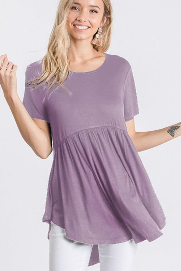 NAVY SHORT SLEEVES BABYDOLL TUNIC TOP HMST1518S