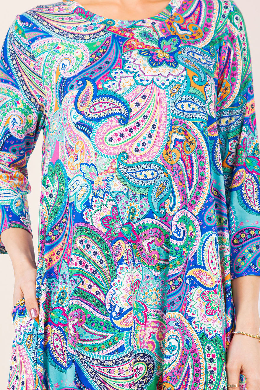 A-LINE MODEST PLUS SIZE DRESS WITH SIDE POKTES-SHVL5809