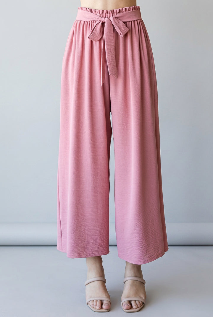 SOLID CASUAL PANTS WITH PAPERBAG WAISTBAND-HMEP6772-10