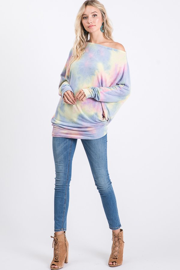 TIE DYE PRINT PLUS SIZE TOP  HMST1371-51