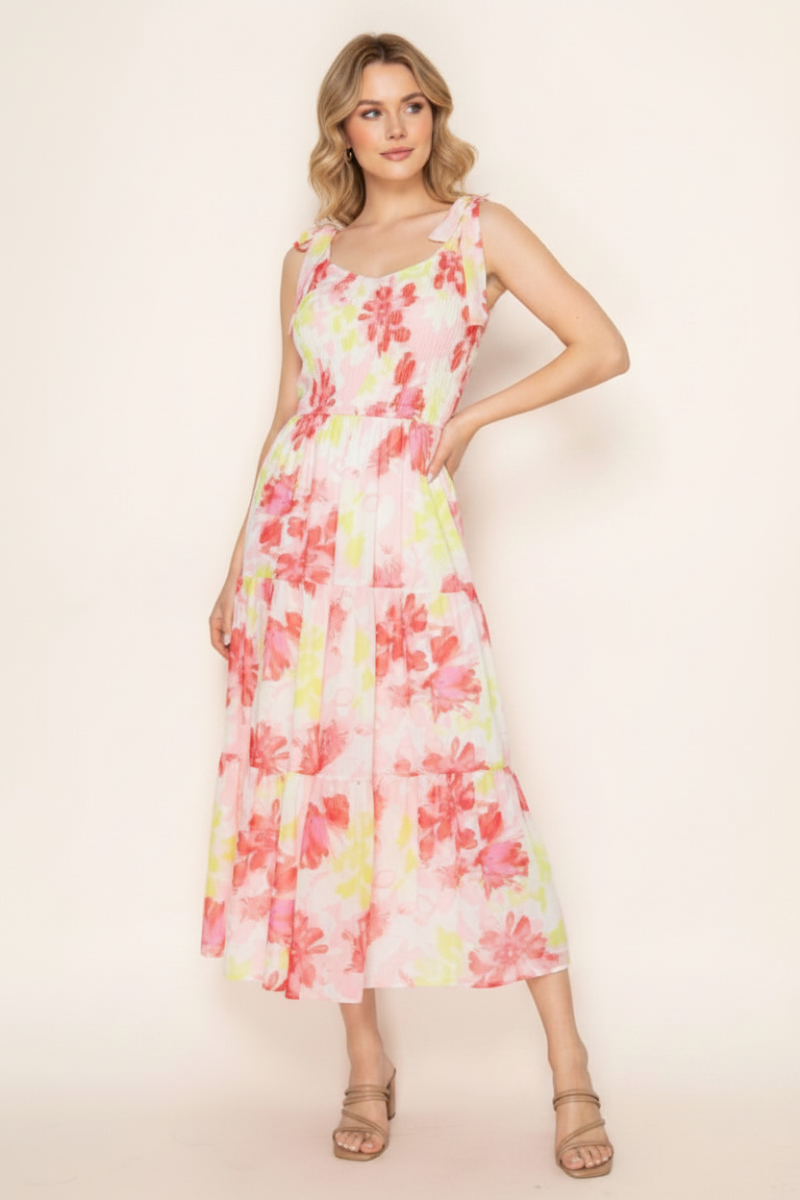 PLUS SIZE SLEEVELESS FLORAL PRINT MAXI DRESS WBD90911P