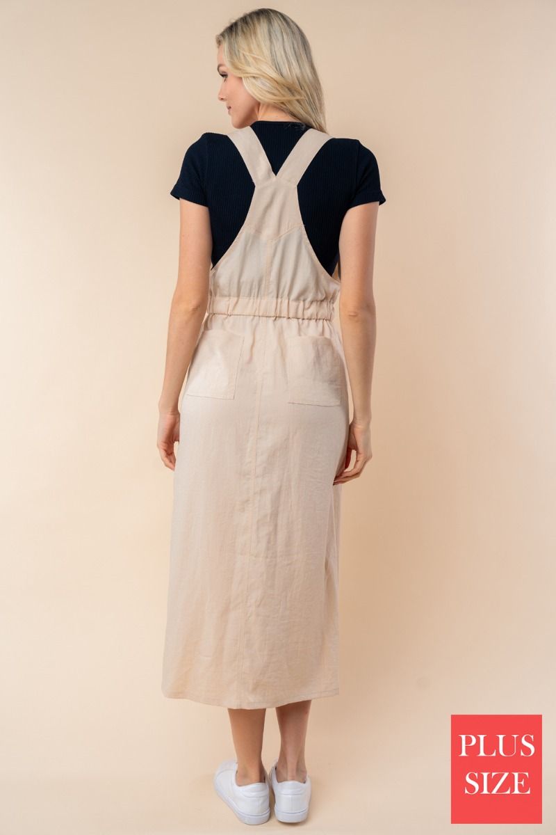 SLEEVELESS SOLID KNIT PLUS SIZE OVERALL DRESS
