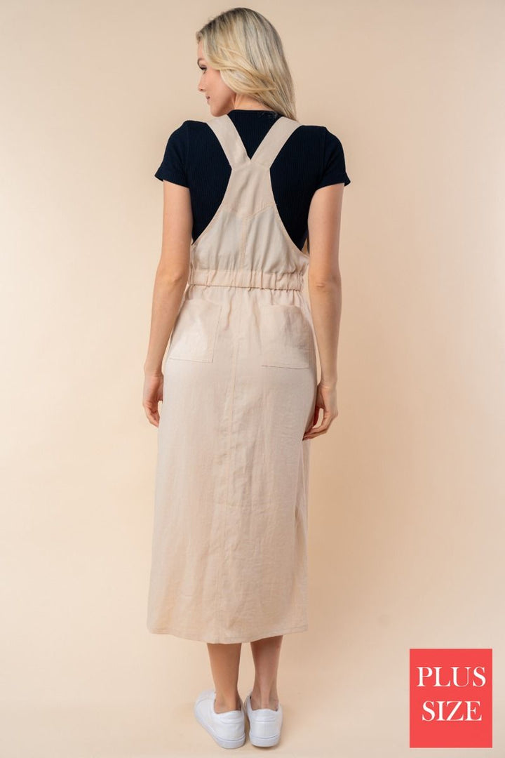 SLEEVELESS SOLID KNIT PLUS SIZE OVERALL DRESS