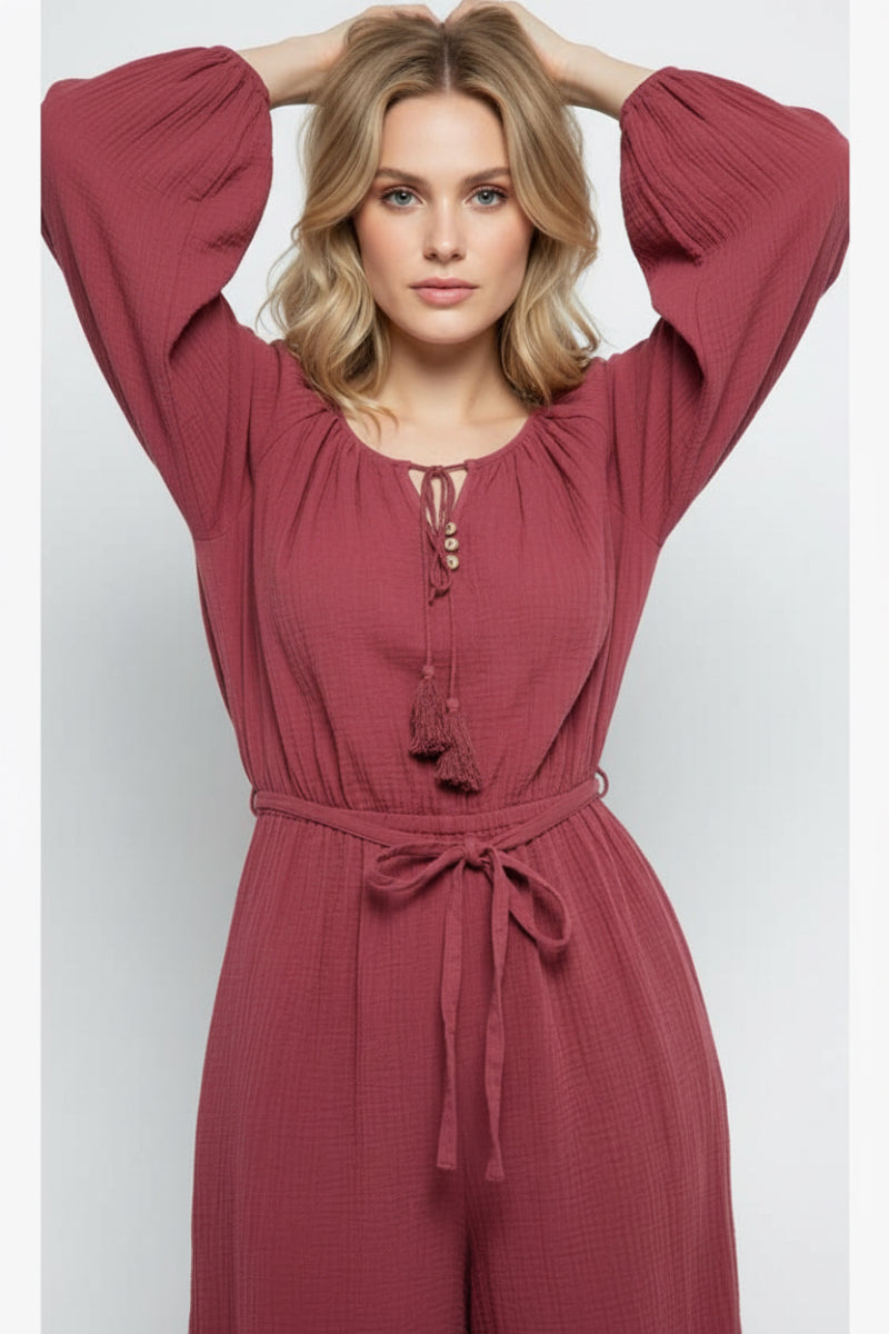 LONG SLEEVES W/ TASSELS JUMPSUIT MRMP8641