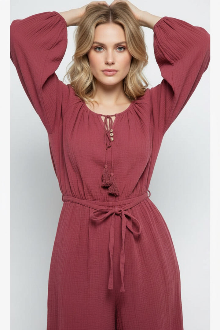 LONG SLEEVES W/ TASSELS JUMPSUIT MRMP8641