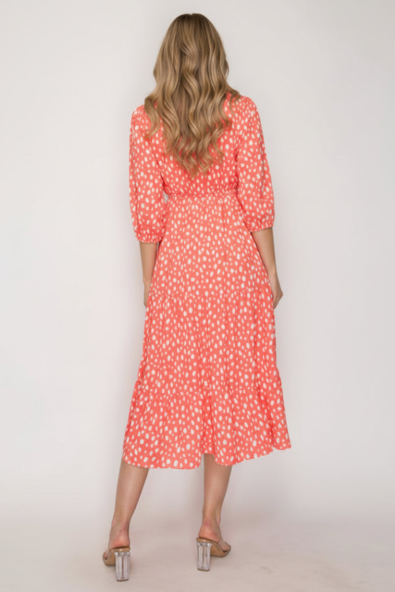 PLUS SIZE RELAXED EMPIRE WAIST FLOWY MIDI DRESS SHVL6089-A