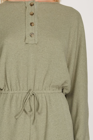 MOCHA LONG SLEEVES BACK TIE DETAIL ROMPER