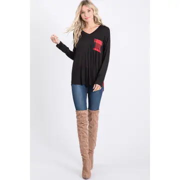 SOLID & PLAID PLUS SIZE TOP HMST1792-15