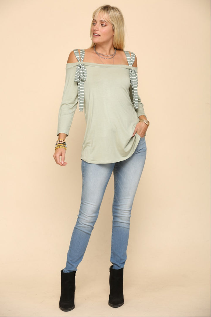 STRIPED TIE STRP OFF SHOLDER TOP-CLCT43750