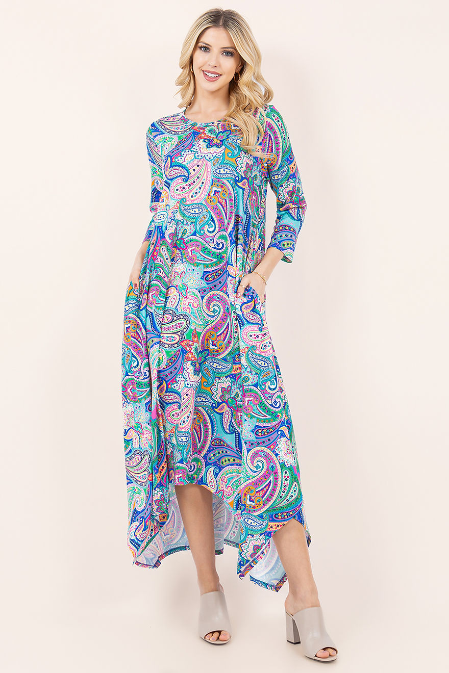 A-LINE MODEST DRESS WITH SIDE POKTES-SHVL5809