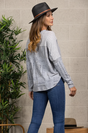 RUST PAISLEY PRINT LONG SLEEVES TOP-TJ10169PD